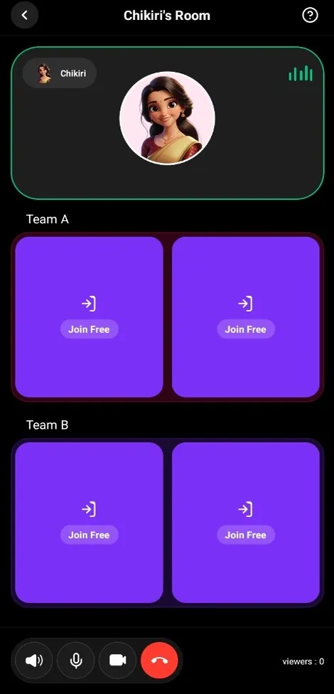 Yaari Dumsharas room with two teams on live video